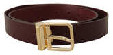 Dolce & Gabbana Maroon Vitello Leather Gold Metal Buckle Belt -   -  Dolce & Gabbana.
